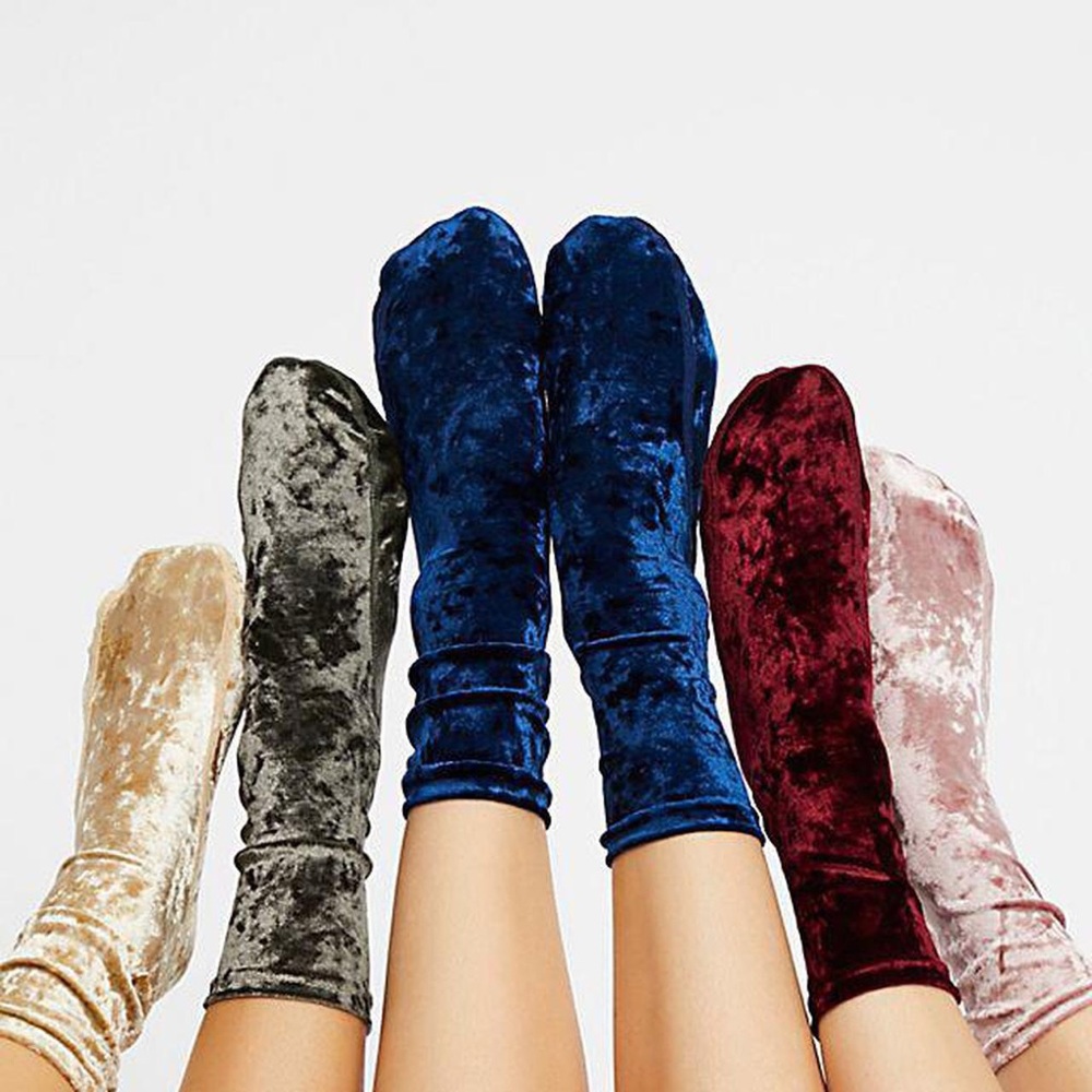 Bundle of Free People Velvet Socks - Gold, Silver & Blue - One Size - NWOT